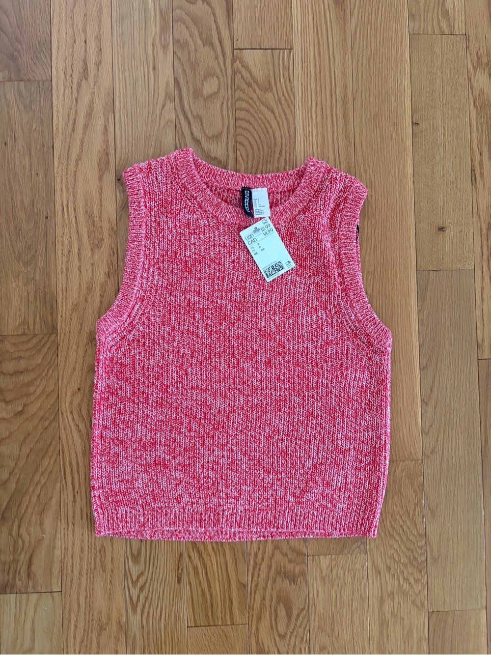 H&M Marled Coral Knit Sleeveless Tank